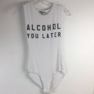 White Charlotte Russe printed bodysuit